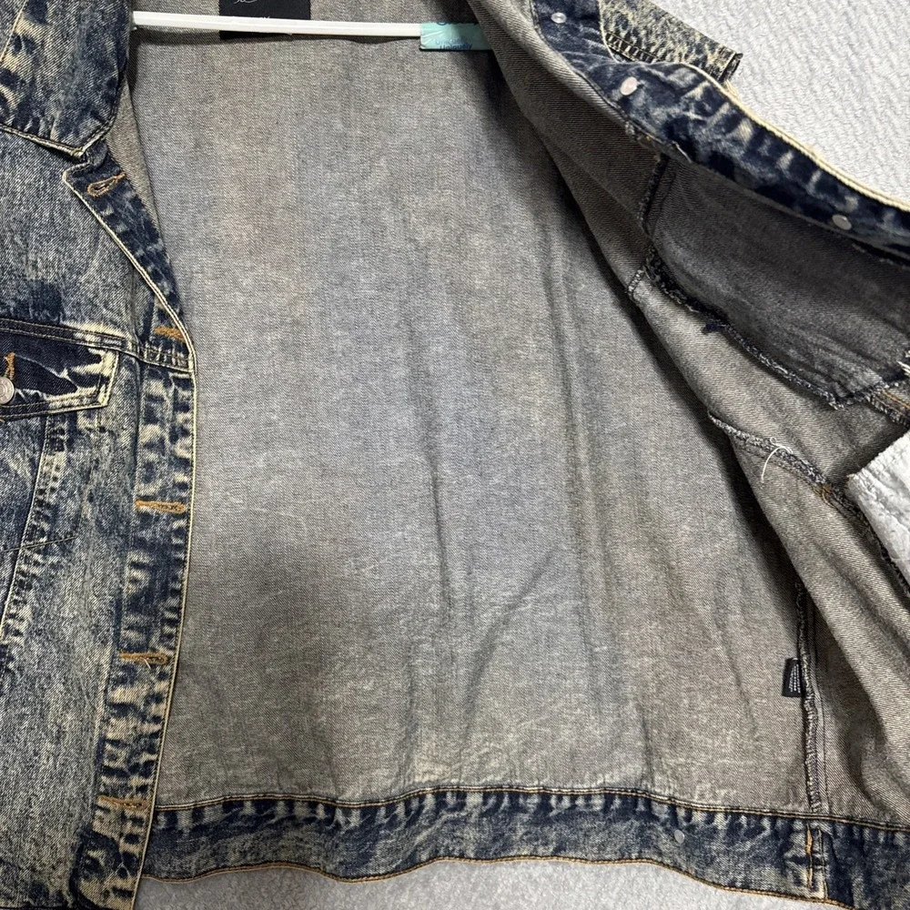 Louise Paris Mens Denim Vest Sz 3X Good Vibes Print On Back